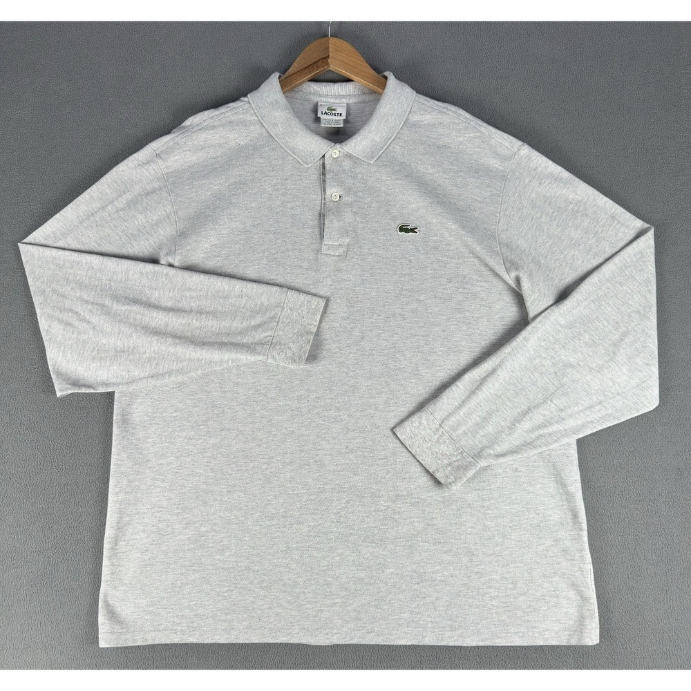 Lacoste Polo Shirt Mens 8 3XL Grey Crocodile Knit Pique Prep Classic Old Money - Picture 3 of 6